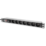 Digitus Socket strip with aluminum profile, surge protection and switch, 7-way CEE 7/5 sockets, 2 m cable