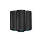 NETGEAR Orbi 970 Series Quad-Band WiFi 7, 3-Pack Quad-band (2.4 GHz / 5 GHz-1 / 5 GHz-2 / 6 GHz) Wi-Fi 6 (802.11ax) Black Internal
