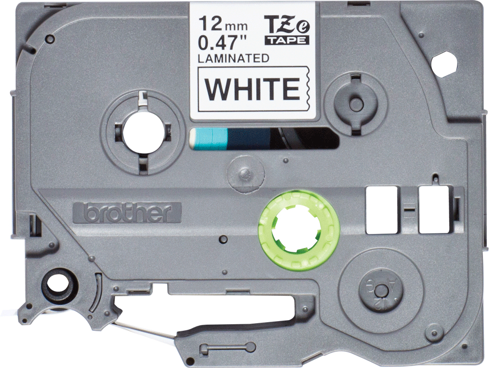 Brother P-Touch TZe Lam Tape Cassette 12mm x 4m Black on White Tape TZE231S2