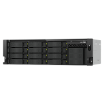 QNAP 3U short-depth Rackmount NAS | 12x3.5in & 4xE1.S | Intel Atom C5125 8C 2.8GHz | 8GB RAM | 2 x 2.5GbE  | 1 x 10GBASE-T  | 2 x PCIe Gen3 x4 | 2 x 550W redundant PSU