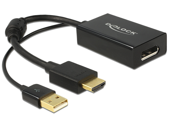 Photos - Cable (video, audio, USB) Delock 0.245m HDMI+USB2.0-A/DisplayPort 0.254 m HDMI + USB Black 62667 