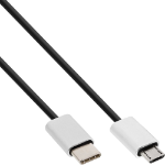 InLine USB 2.0 Cable, USB-C male / Micro-B male, black/alu, flexible, 0.5m