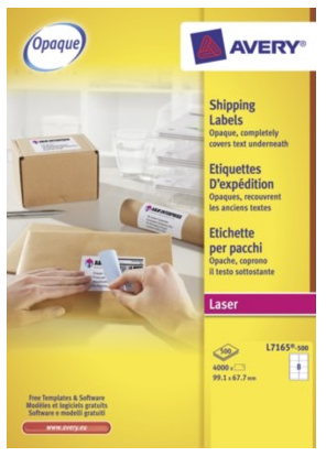 Image of Avery L7165-500 self-adhesive label White 4000 pc(s)
