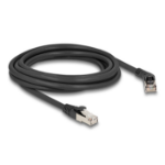 DeLOCK RJ45 Network Cable Cat.6A S/FTP plug 45° right angled to plug straight 3 m black