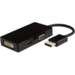 Axiom 3N1DP2HVDK-AX video cable adapter DisplayPort HDMI + VGA (D-Sub) Black