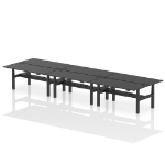 Dynamic Air Back-to-Back W1800 x D800mm Height Adjustable Sit Stand 6 Person Bench Desk With Cable Ports Black Finish Black Frame - HA03030 DD