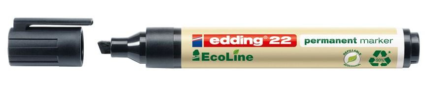 Photos - Felt Tip Pen Edding 22 EcoLine permanent marker Chisel tip Black 4-22001 
