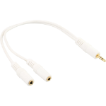 InLine Stereo Y cable 3.5mm stereo M to two 3.5mm stereo F white/golden, 0.1m