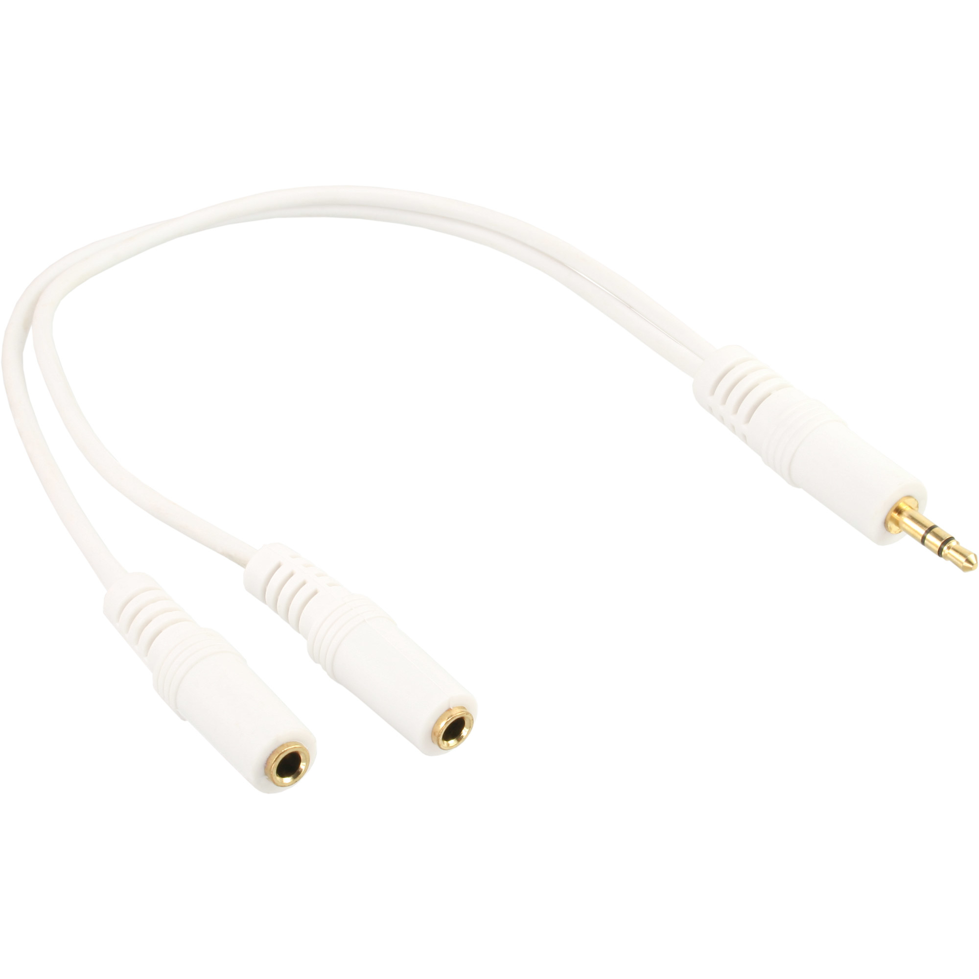 99300G INLINE INC Klinken Y-Kabel - 3,5mm ST an 2x 3,5mm BU - Stereo - weiß/vergoldet - 0,1m