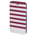 Hama Stripes mobile phone case 11.9 cm (4.7") Folio Magenta, White
