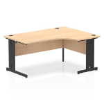 Dynamic Impulse Right Crescent Office Desk W1600 x D1200 x H730mm Cable Managed Leg Maple Finish Black Frame - I004553 DD