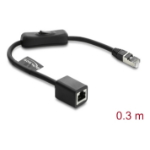 DeLOCK RJ45 Cable plug to jack with switch Cat.6 F/UTP 0.3 m - network switching black