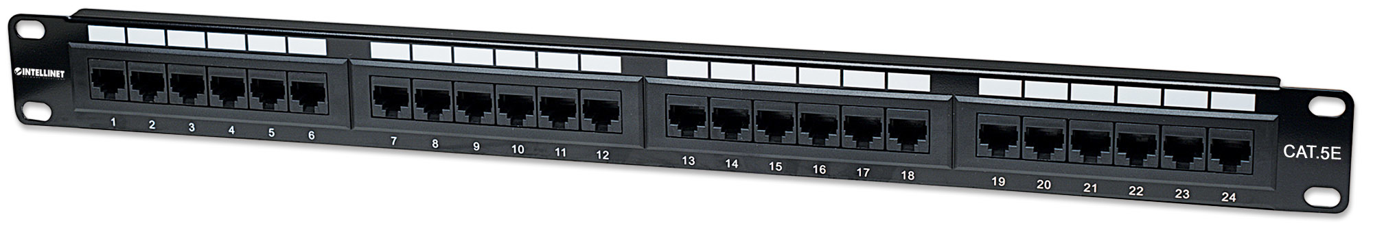 Image of Intellinet Patch Panel, Cat5e, UTP, 24-Port, 1U, Black