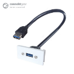 CONNEkT Gear 0.2m AV Snap-In USB 3 Type A Module 25 x 50mm - Socket to Socket - White