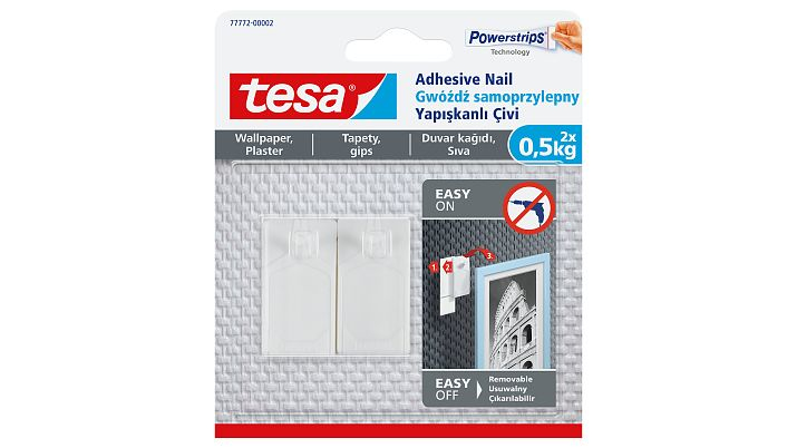 Image of TESA 77772 - Indoor - Universal hook - White - Adhesive strip - 2...