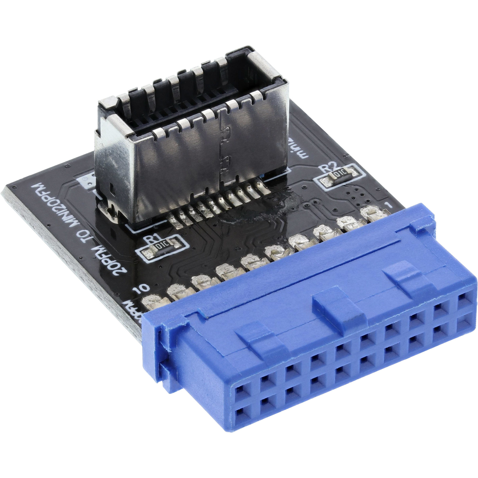 Image of InLine USB 3.0 to USB 3.1 Front Panel Key-A Adapter internal