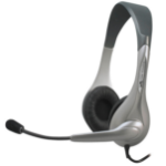 Cyber Acoustics AC-201 headphones/headset Wired Office/Call center Black, Silver