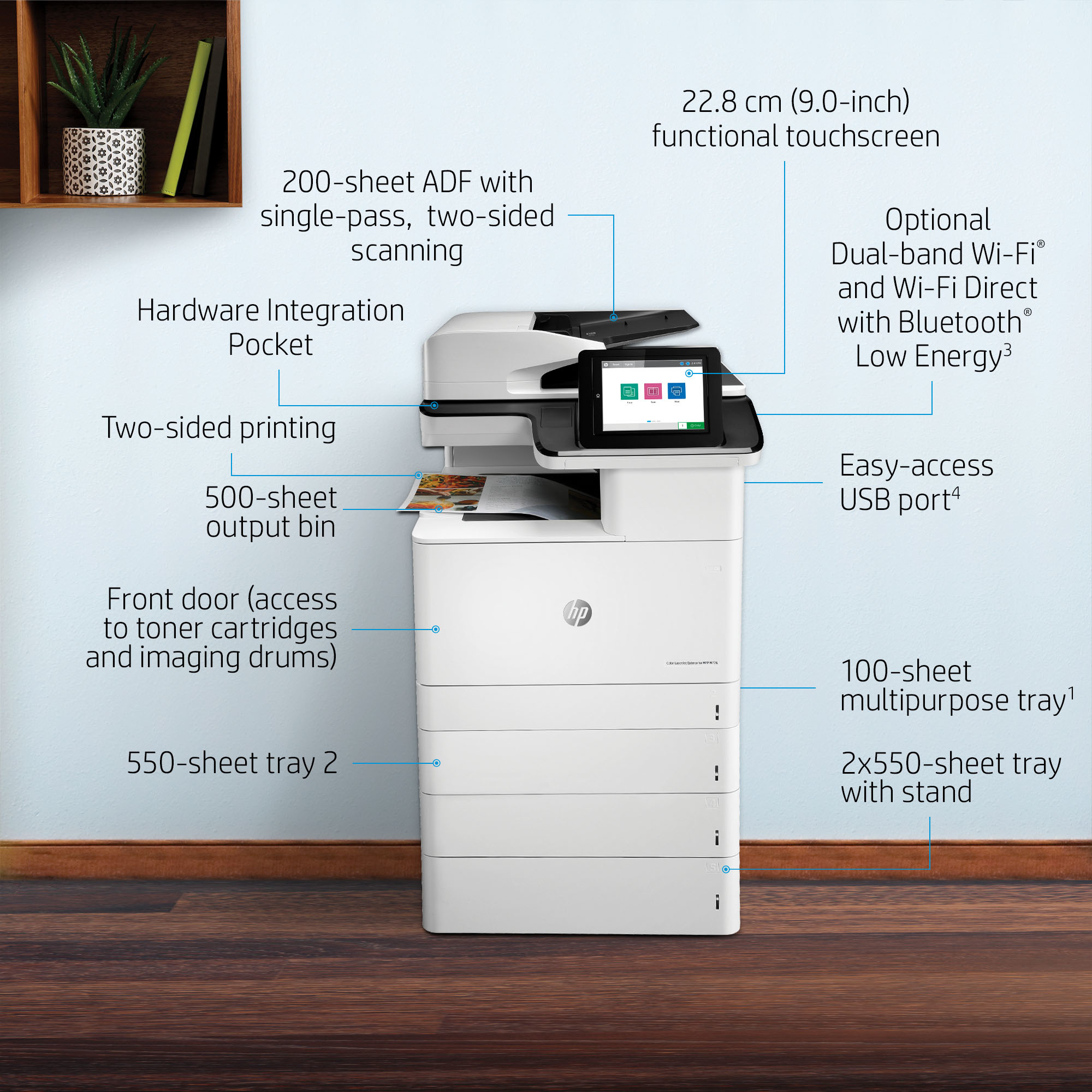 Color Laser Printer Two Sided Printing HP Color LaserJet Enterprise MFP M776dn, Print, copy, scan and optional