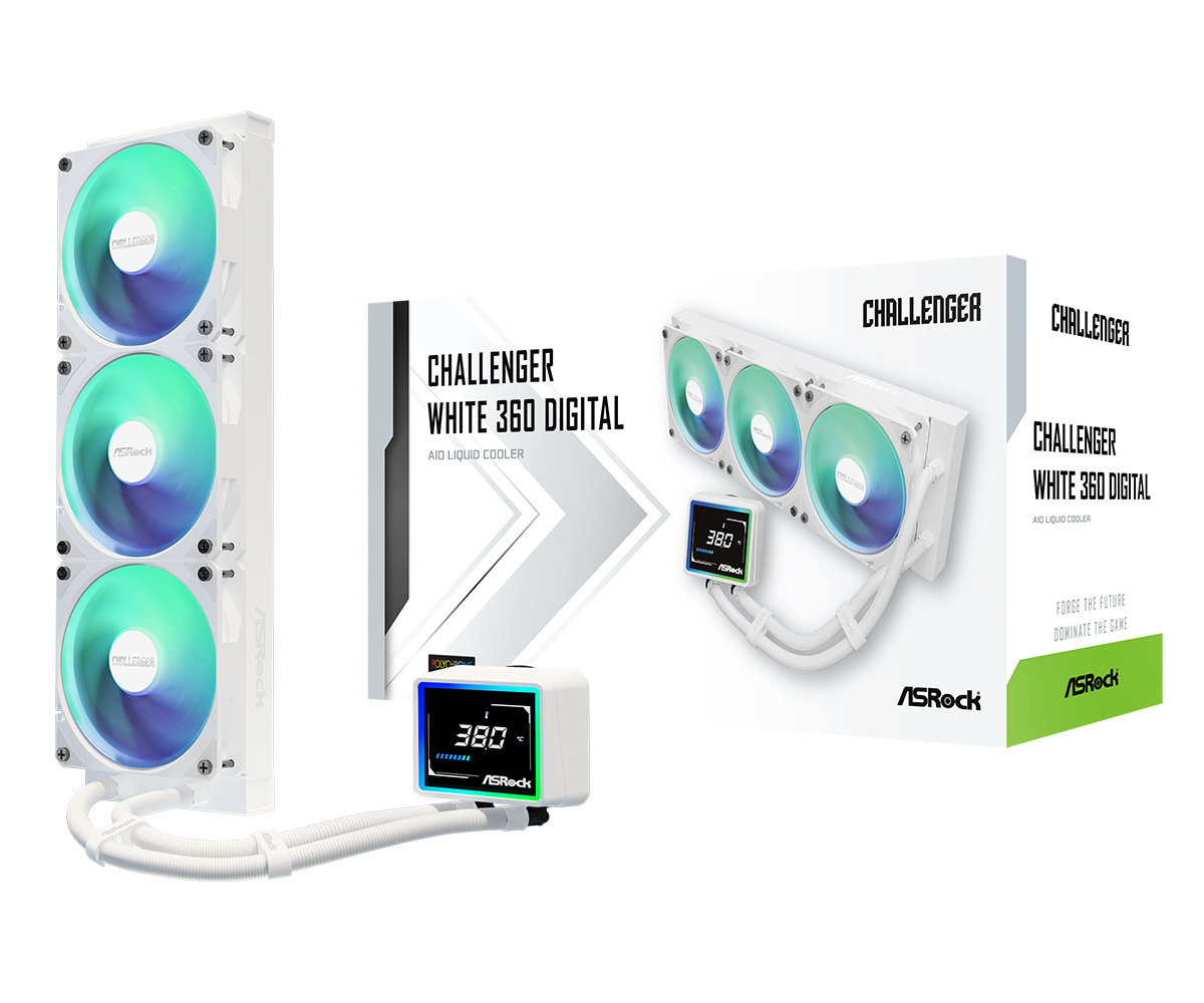 Asrock White Challenger 360 Digital Processor Liquid Cooling Kit 12 Cm