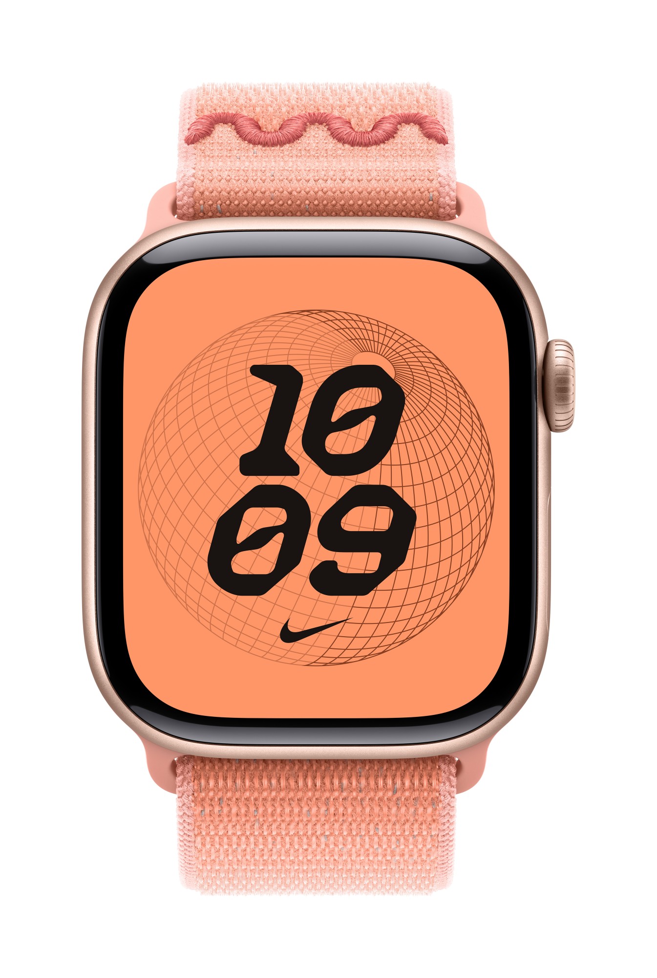 Apple Nike Sport Loop Band Pink Nylon. Recycled polyester. Spandex