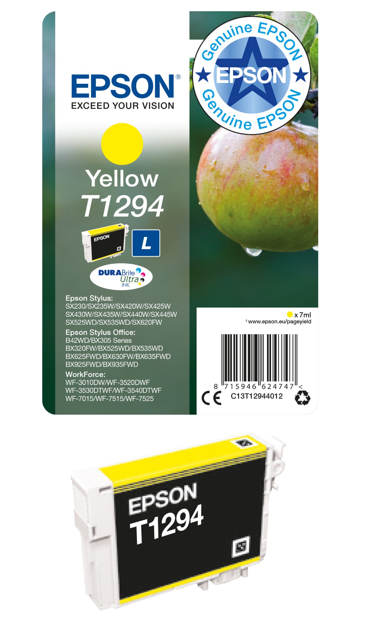 Epson T1294 Apple DURABrite Ultra Ink Cartridge Yellow C13T12944012