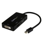 StarTech.com MDP2VGDVHD video cable adapter 5.91" (0.15 m) Mini DisplayPort DVI-D + VGA (D-Sub) + HDMI Black