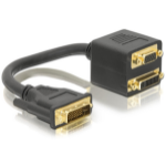 DeLOCK Adapter DVI29 male to DVI29 + VGA female 0.2 m DVI DVI + VGA (D-Sub) Black