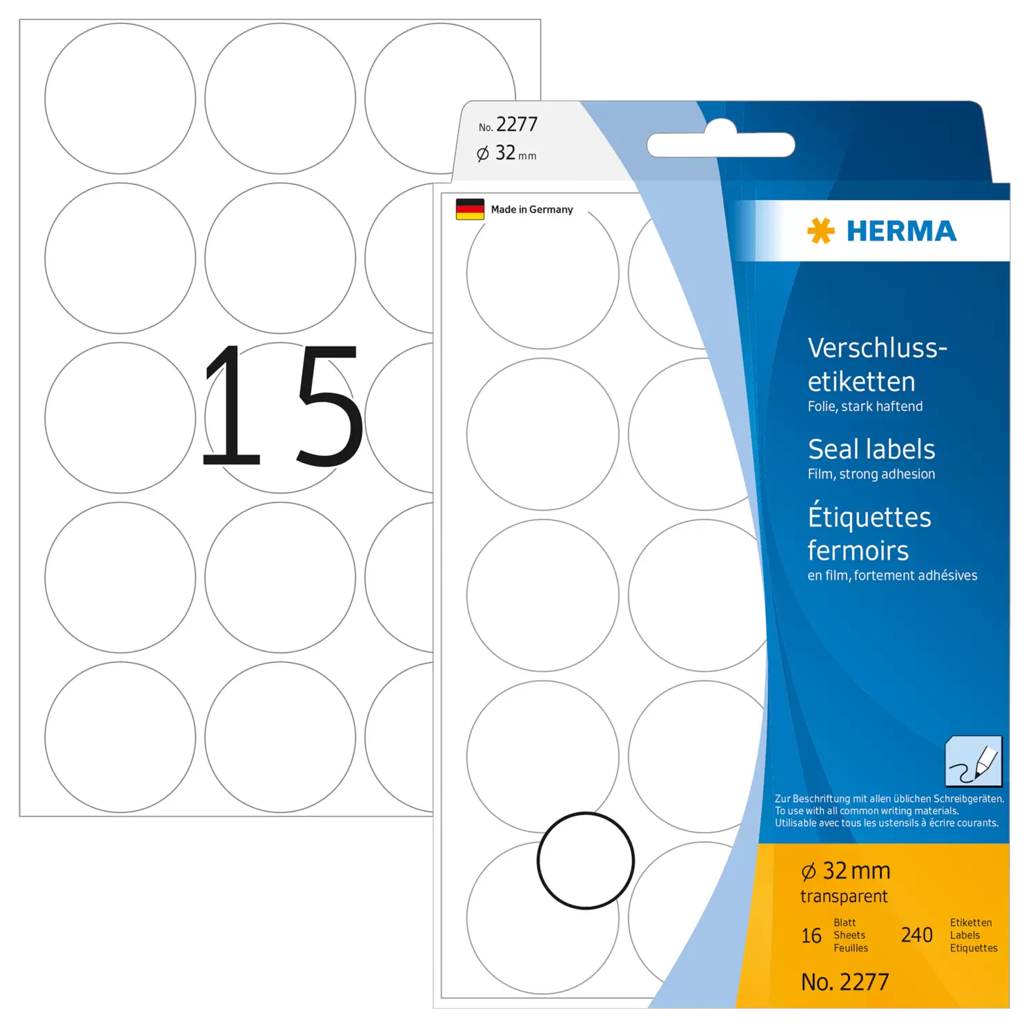 Image of HERMA Seal labels Ø 32 mm round transparent extra strong adhesion...