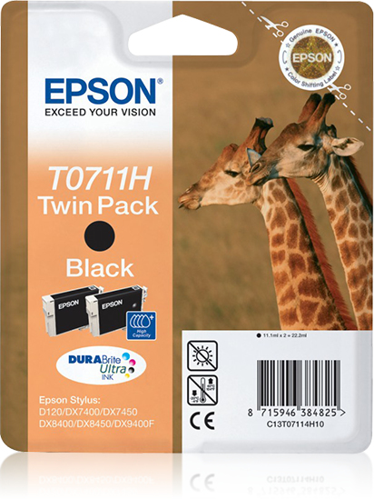 Image of Epson C13T07114H10/T0711H Ink cartridge black high-capacity twin...