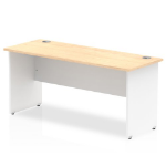 Dynamic Impulse Straight Office Desk W1600 x D600 x H730mm Panel End Leg Maple Finish White Frame  - TT000125 DD