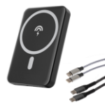 Maplin 5000mAh Power Bank PD Wireless Fast Charging Qi USB-C to USB-C Cable and Lightning to USB-C Cable