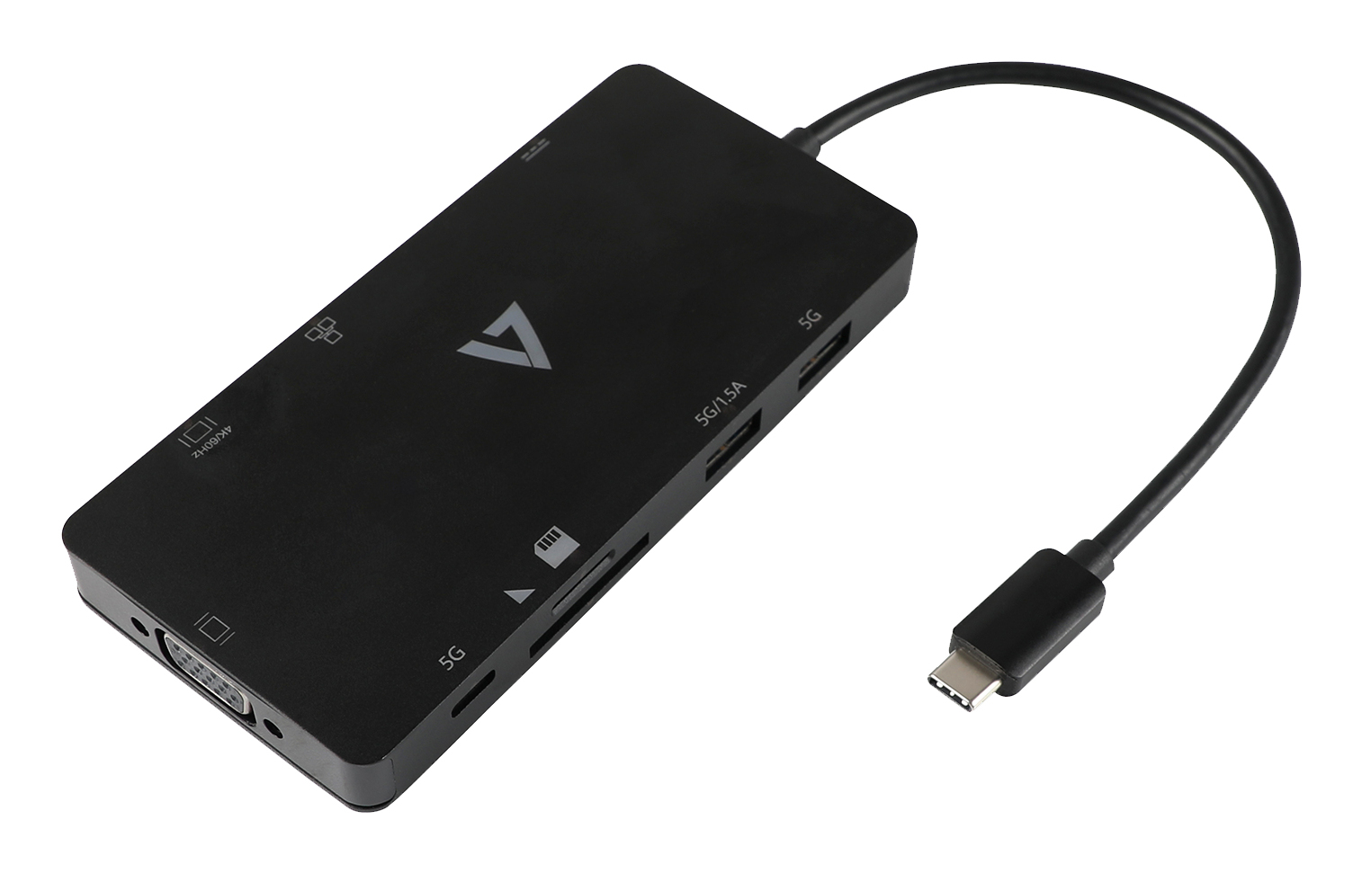 V7 UCMINIDOCK-ALTHV laptop dock/port replicator Docking USB 3.2 Gen 1 (3.1 Gen 1) Type-C Black