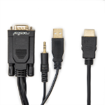Rocstor Y10C264-B1 video cable adapter 72" (1.83 m) HDMI Type A (Standard) VGA (D-Sub) + 3.5mm + USB Type-A Black