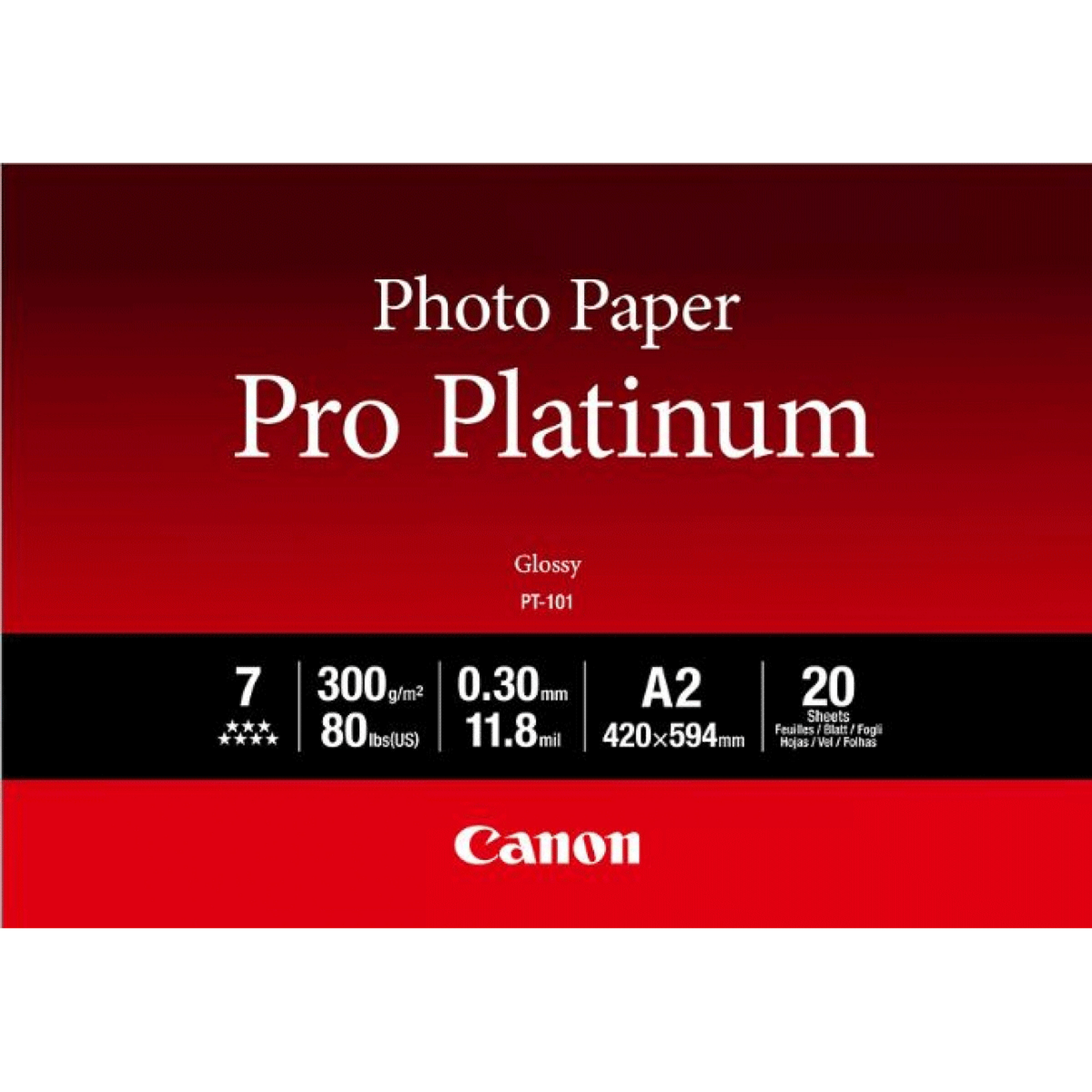 Image of Canon PT-101 Pro Platinum Photo Paper A2 - 20 Sheets