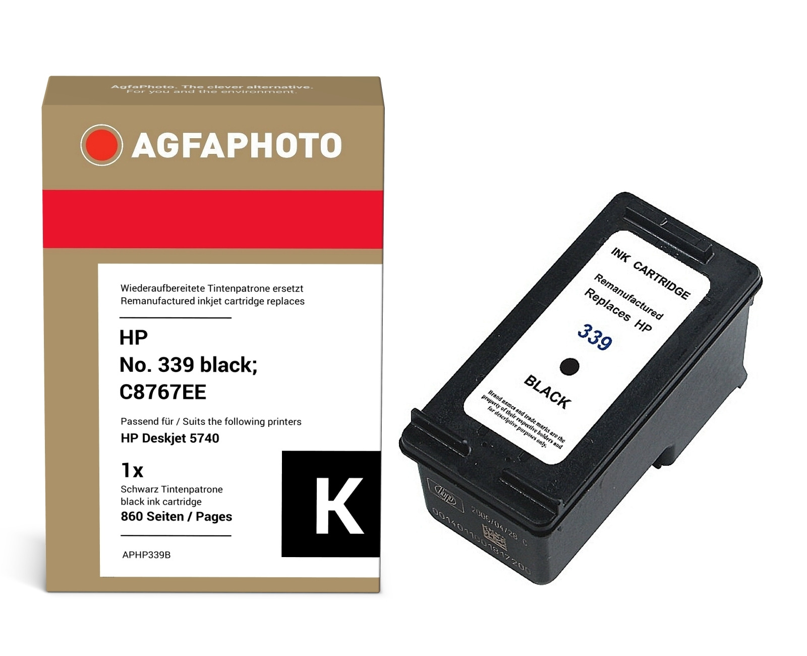 AgfaPhoto Compatible Ink Cartridge. Black. Replacement for HP No. 339