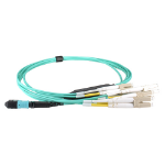 Cablenet 10m OM4 MPO (F) to 4X LC (DX) QSFP Breakout Aqua Cable Method B
