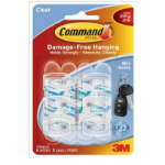 3M Command™ Mini Clear Hooks with Clear Strips 17006CLR