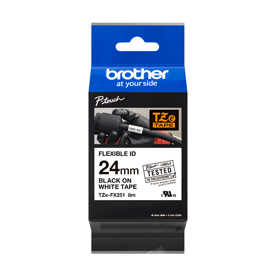 Brother TZE-FX251 DirectLabel black on white Laminat 24mm x 8m for Brother P-Touch TZ 3.5-24mm/HSE/36mm/6-24mm/6-36mm