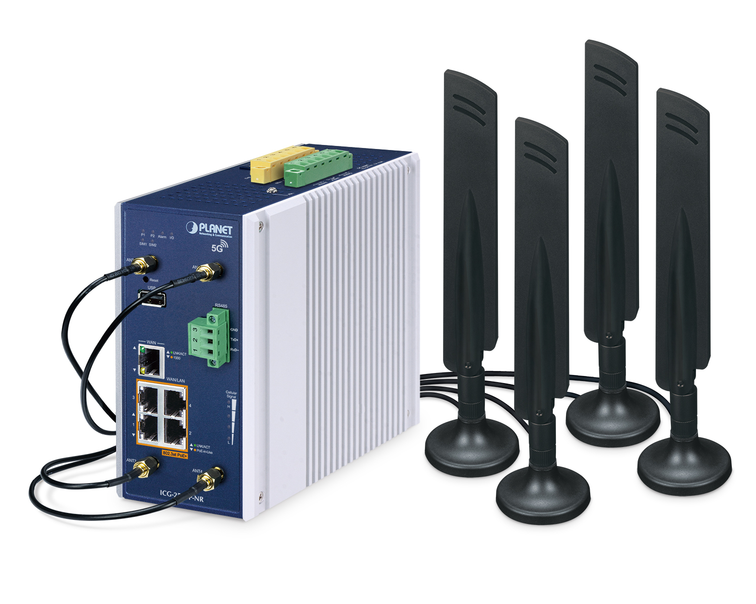 PLANET Industrial 5G NR Cellular Gateway with 4-Port 10/100/1000T 802.