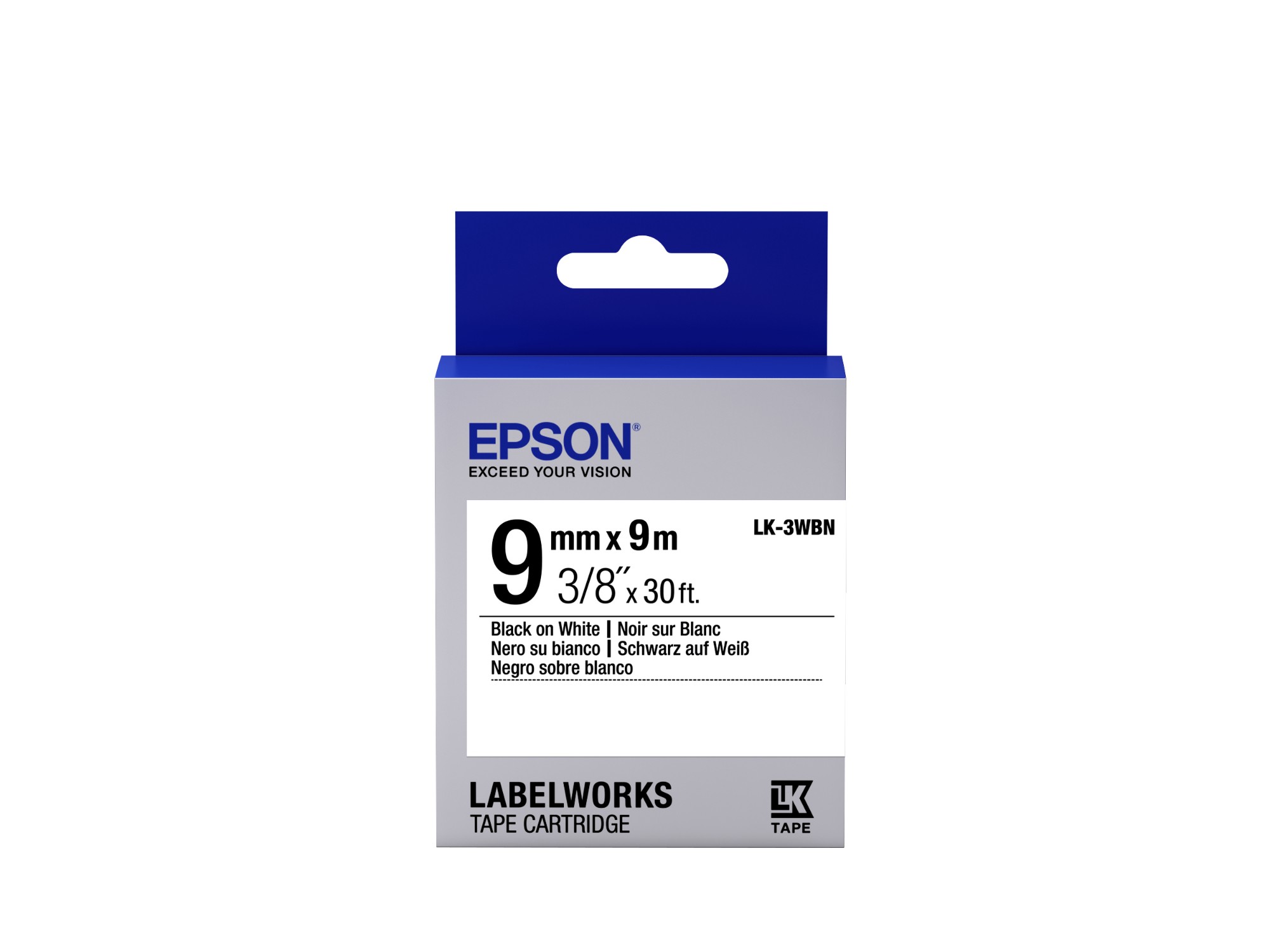 Epson Black/White C53s653003/Lk-3Wbn Ribbon On 9Mm X 9M For Labe