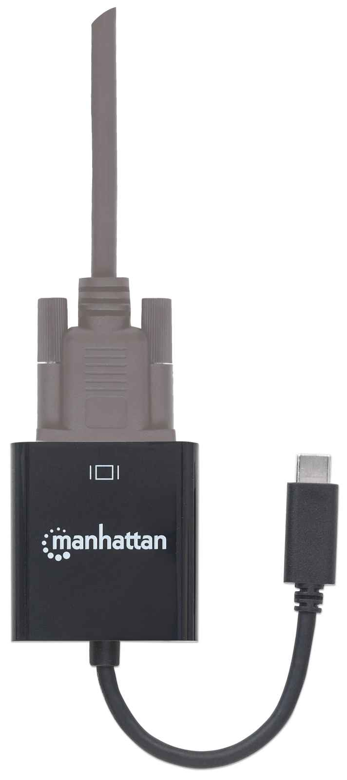Manhattan USB-C to VGA Converter Cable, 8cm, Male to Female, 1920x1080p@60Hz, Black, Blister