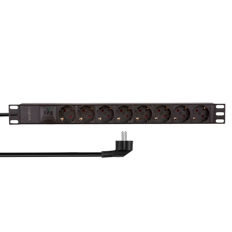 Image of LogiLink 19" PDU 8 x CEE 7/3 socket, with surge protection