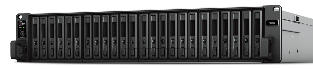 Synology FS3600 84TB (12 x 7TB) 24 bay flash-array; Intel Xeon D-1567; 16 GB DDR4 ECC RDIMM; 4 x 1GBE; 2 x 10GbE