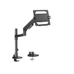 Brateck LDT81-C012P-ML-B POLE-MOUNTED HEAVY-DUTY GAS SPRING MONITOR ARM WITH LAPTOP HOLDER For most 17'~49' Monitors, Fine Texture Black (LS)