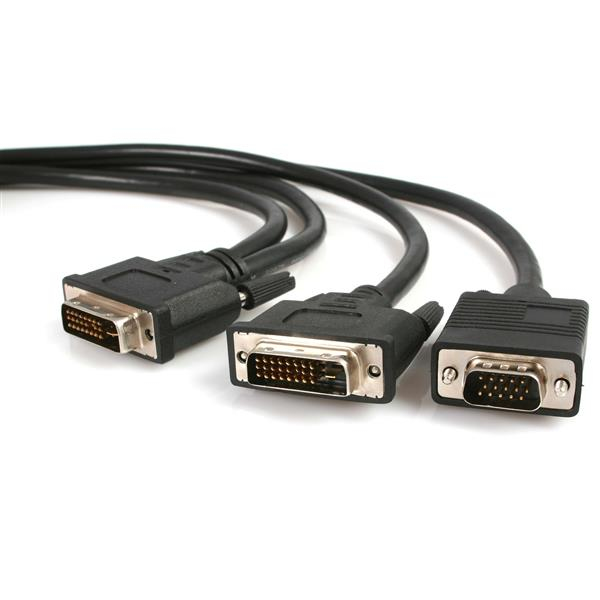 Image of StarTech.com 6 ft DVI-I Male to DVI-D Male and HD15 VGA Male Video...