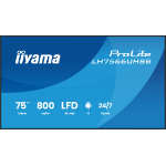 iiyama LH7566UHSB-B1AG Signage Display Digital signage flat panel 190.5 cm (75") LCD Wi-Fi 800 cd/m² 4K Ultra HD Black Built-in processor Android 24/7