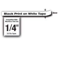 Brother P-Touch 6mm Black on White TZE211 Labelling Tape TZE211