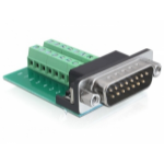 DeLOCK 65275 tussenstuk voor kabels Sub-D 15 pin Gameport 16 pin Terminal block Groen