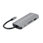 Gembird A-CM-COMBO8-02 notebook dock/port replicator USB Type-C Silver