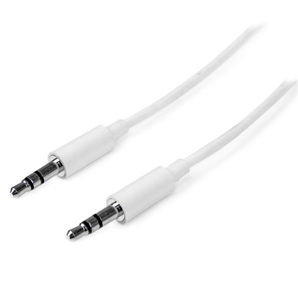 Image of StarTech.com 3m White Slim 3.5mm Stereo Audio Cable - Male to Male